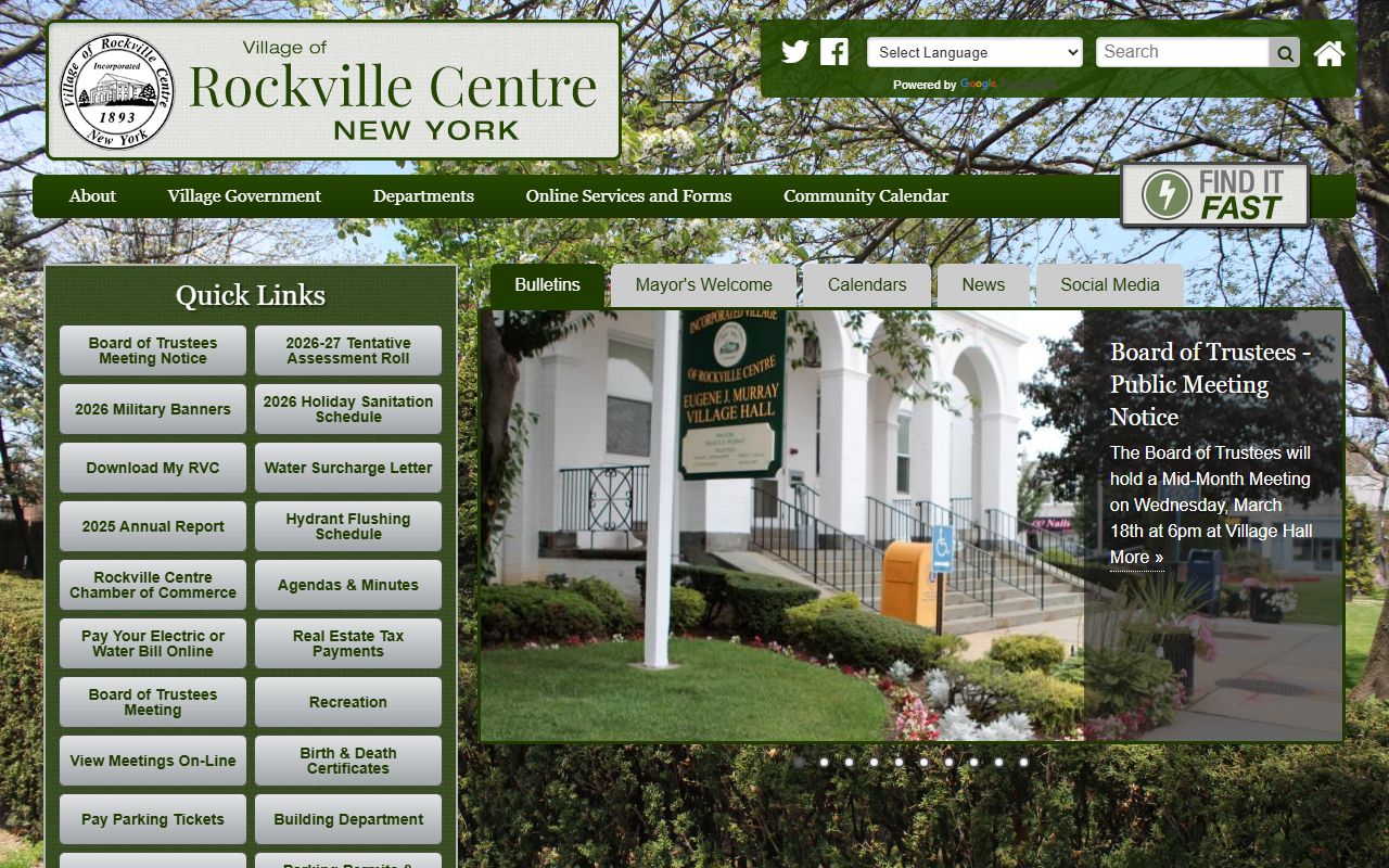 Village of Rockville Centre page for Auburn people search reference