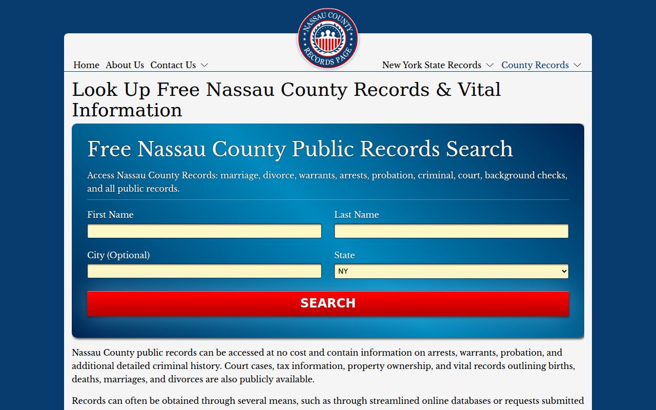 Nassau County marriage and divorce records portal for Brookhaven people search reference