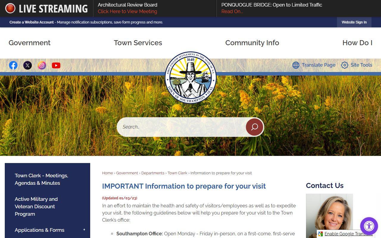 Southampton Town Clerk visit preparation page relevant to Cheektowaga people search
