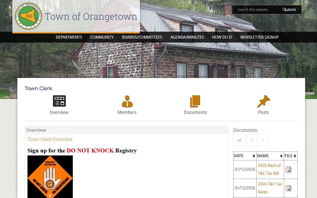 Orangetown Town Clerk page relevant to Clay people search