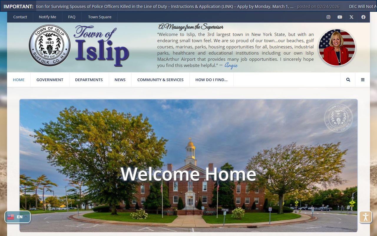 Town of Islip official website for Hempstead people search reference