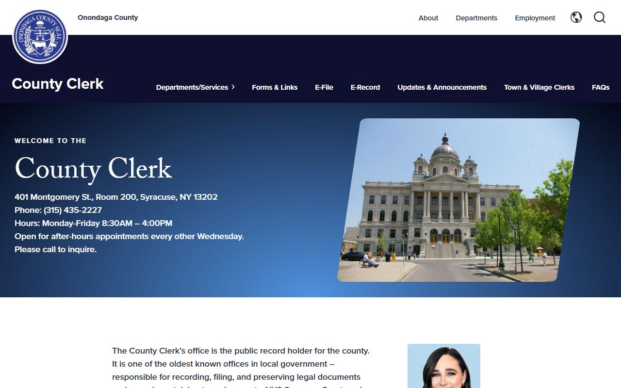 Onondaga County Clerk website relevant to Huntington people search records