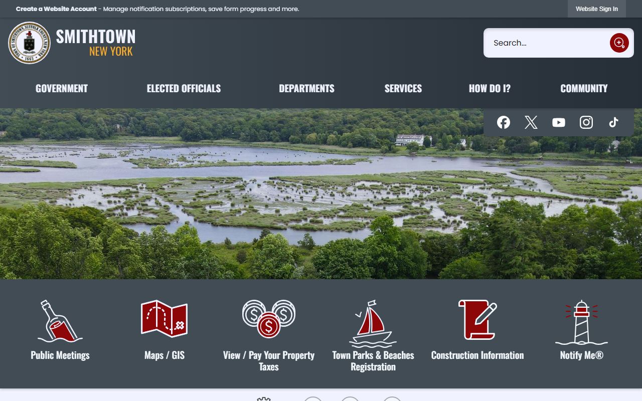 Town of Smithtown official website for Huntington people search reference