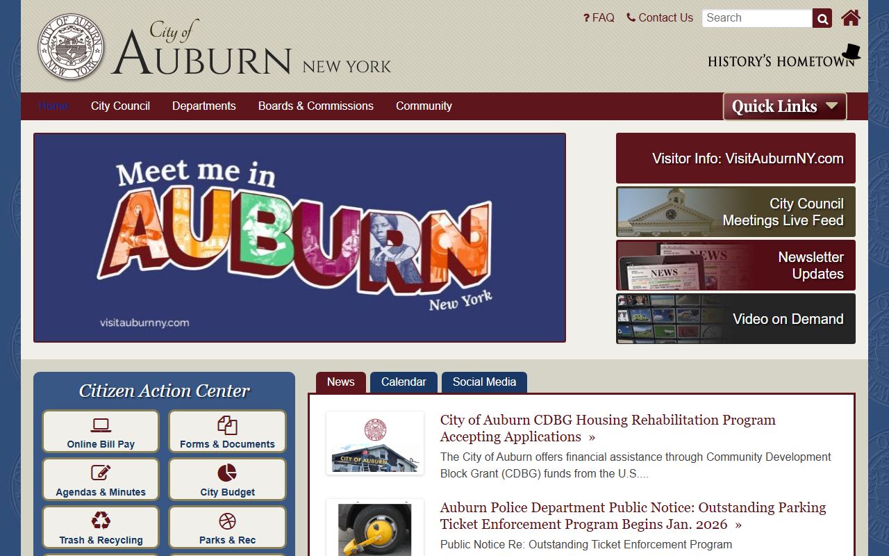City of Auburn official website relevant to Jamestown people search