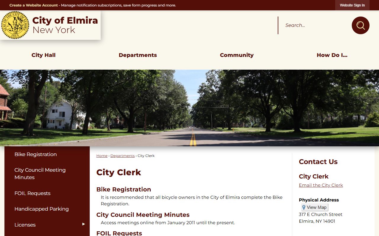 Elmira City Clerk page relevant to Newburgh people search