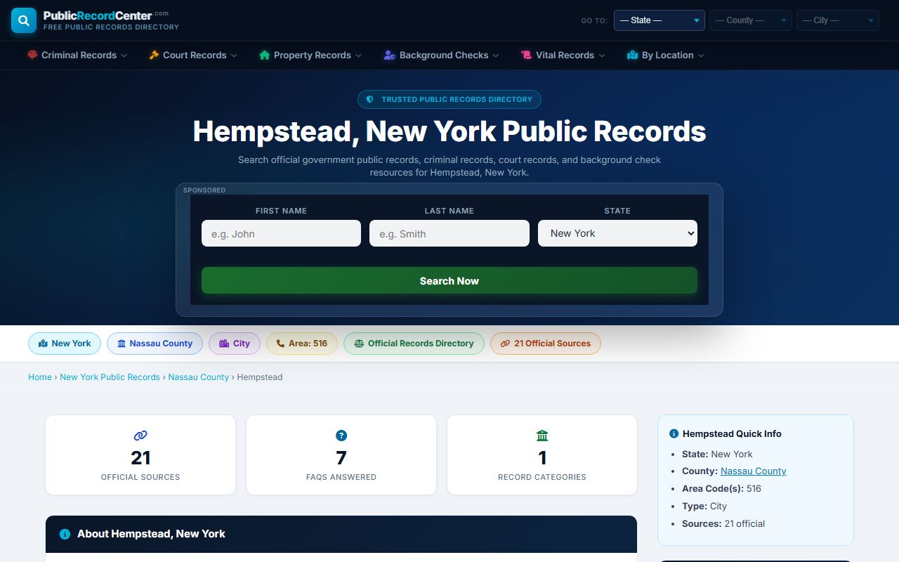 Public record resources near New York City for people search