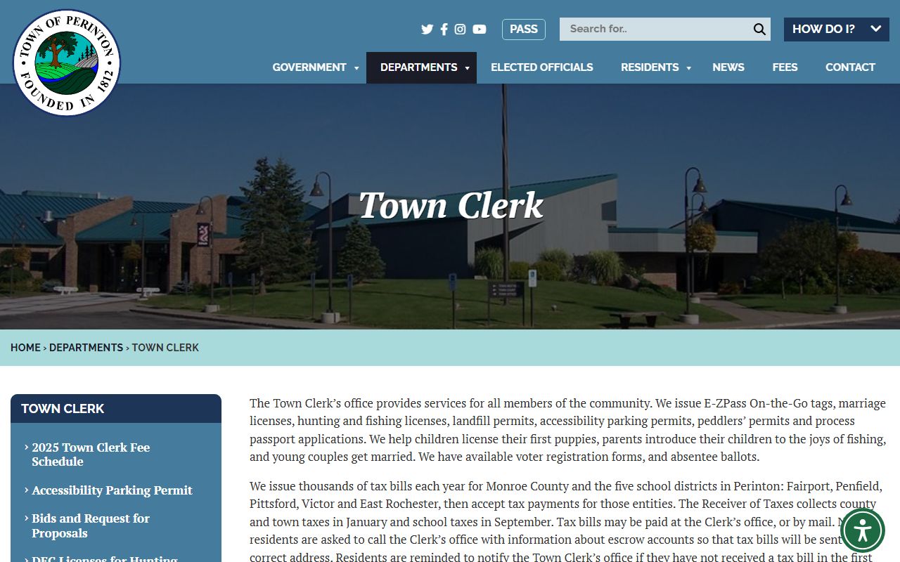Perinton Town Clerk and Tax Office page relevant to Orangetown people search