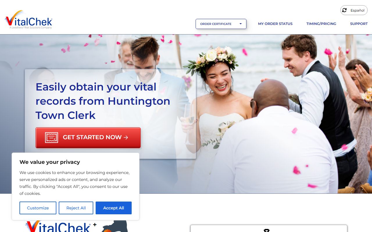 Huntington Town Clerk VitalChek page relevant to Rochester people search