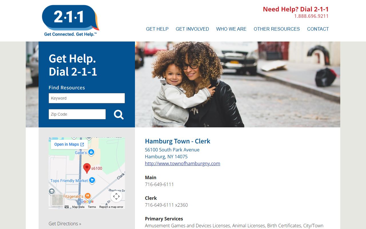 Hamburg Town Clerk services listing for Schenectady people search reference