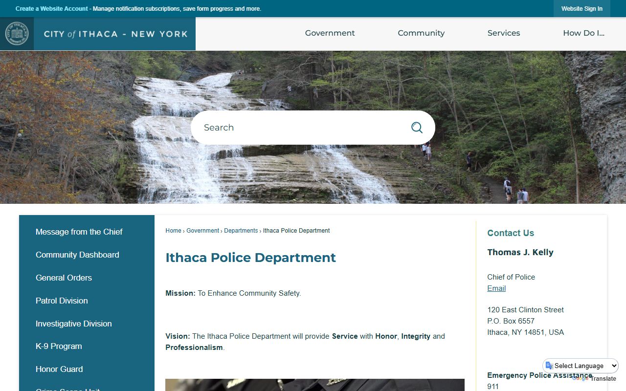 Ithaca Police Department page relevant to Webster people search