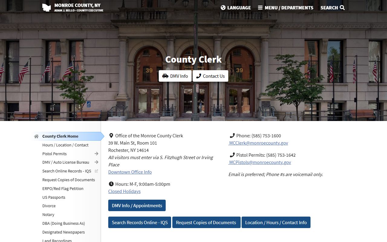 Monroe County Clerk website used alongside Erie County people search