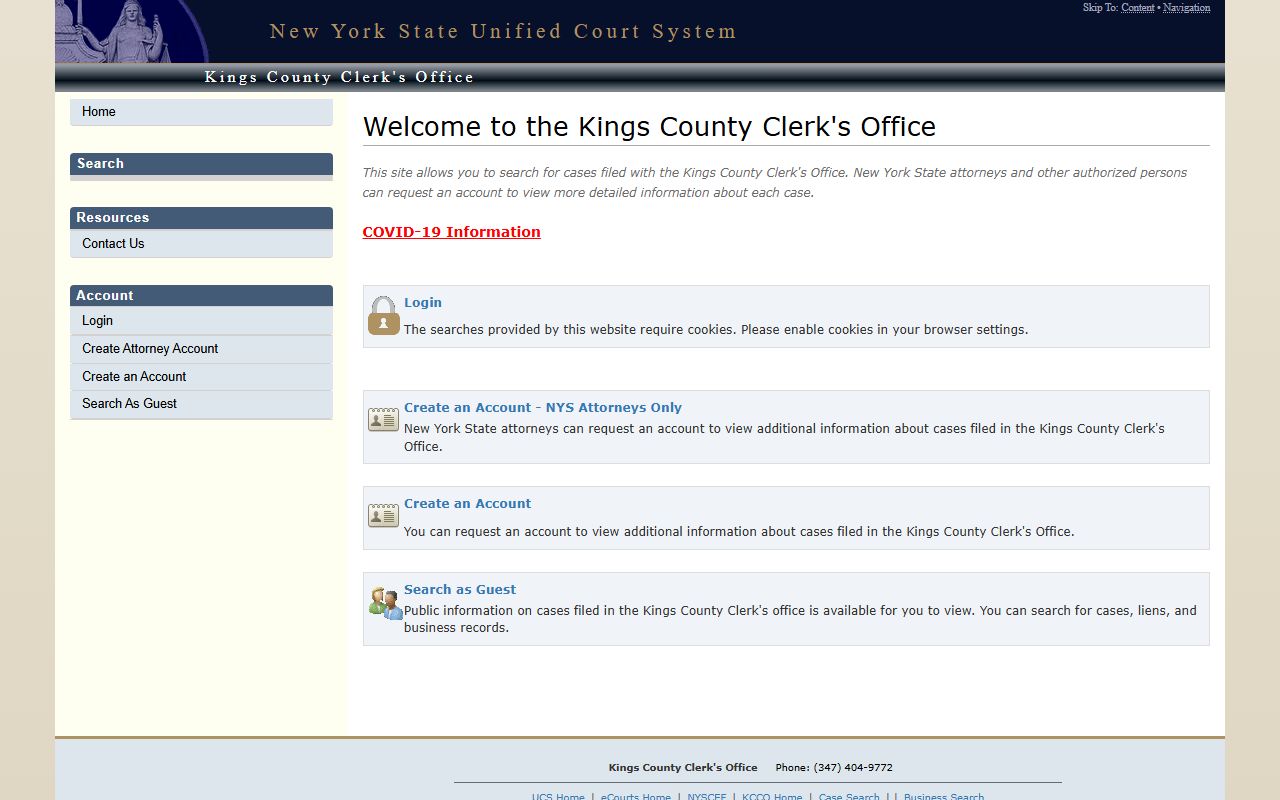 Kings County Clerk online case search for people search