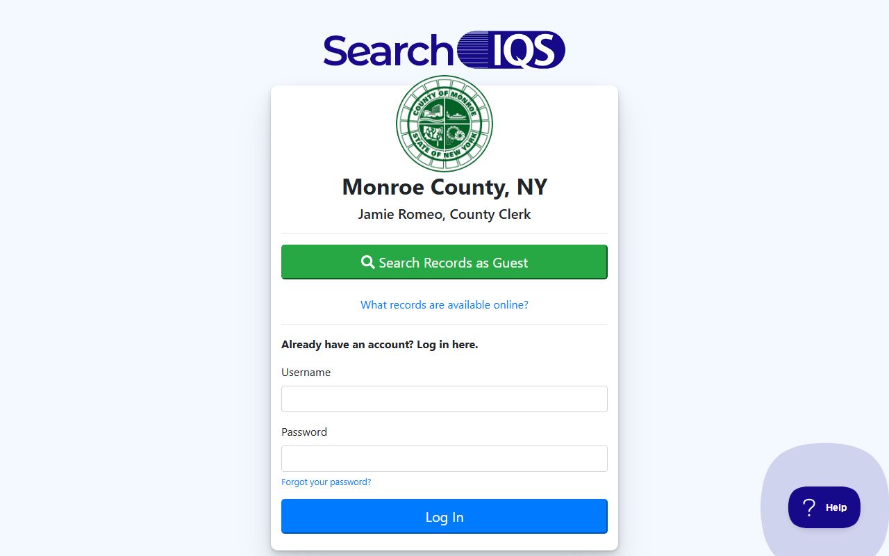 Monroe County Clerk online IQS records search for people search