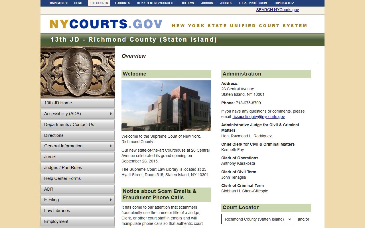 New York State Unified Court System page for Monroe County people search