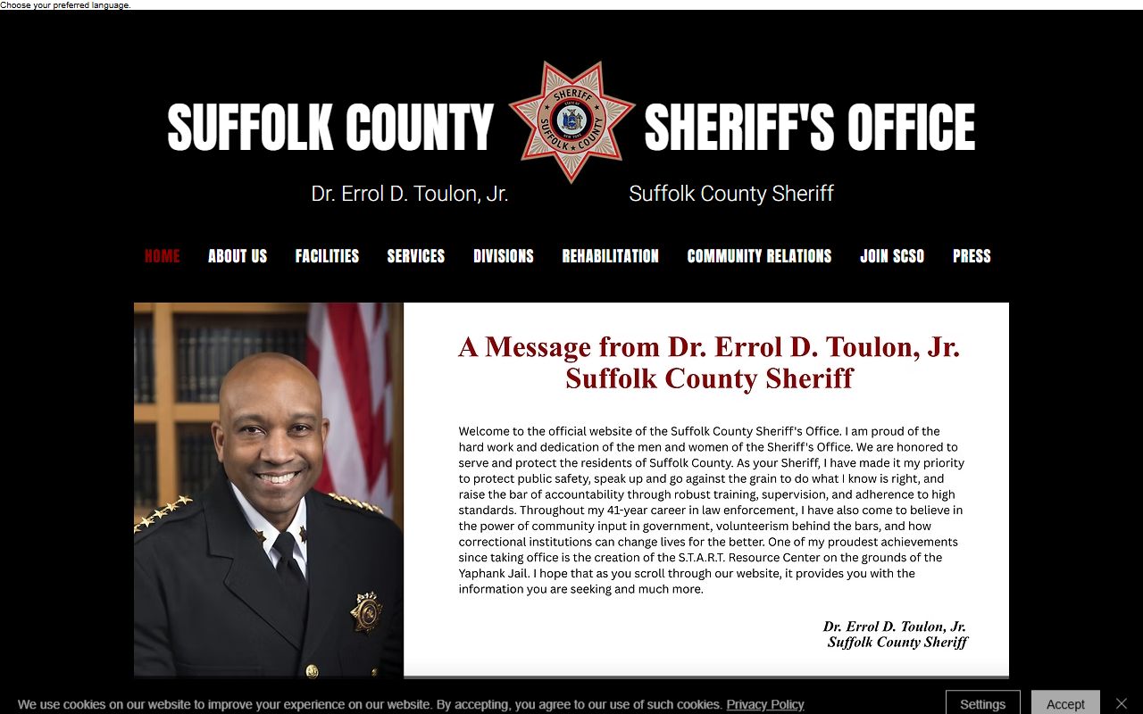 Suffolk County Sheriff's Office website for Suffolk County people search