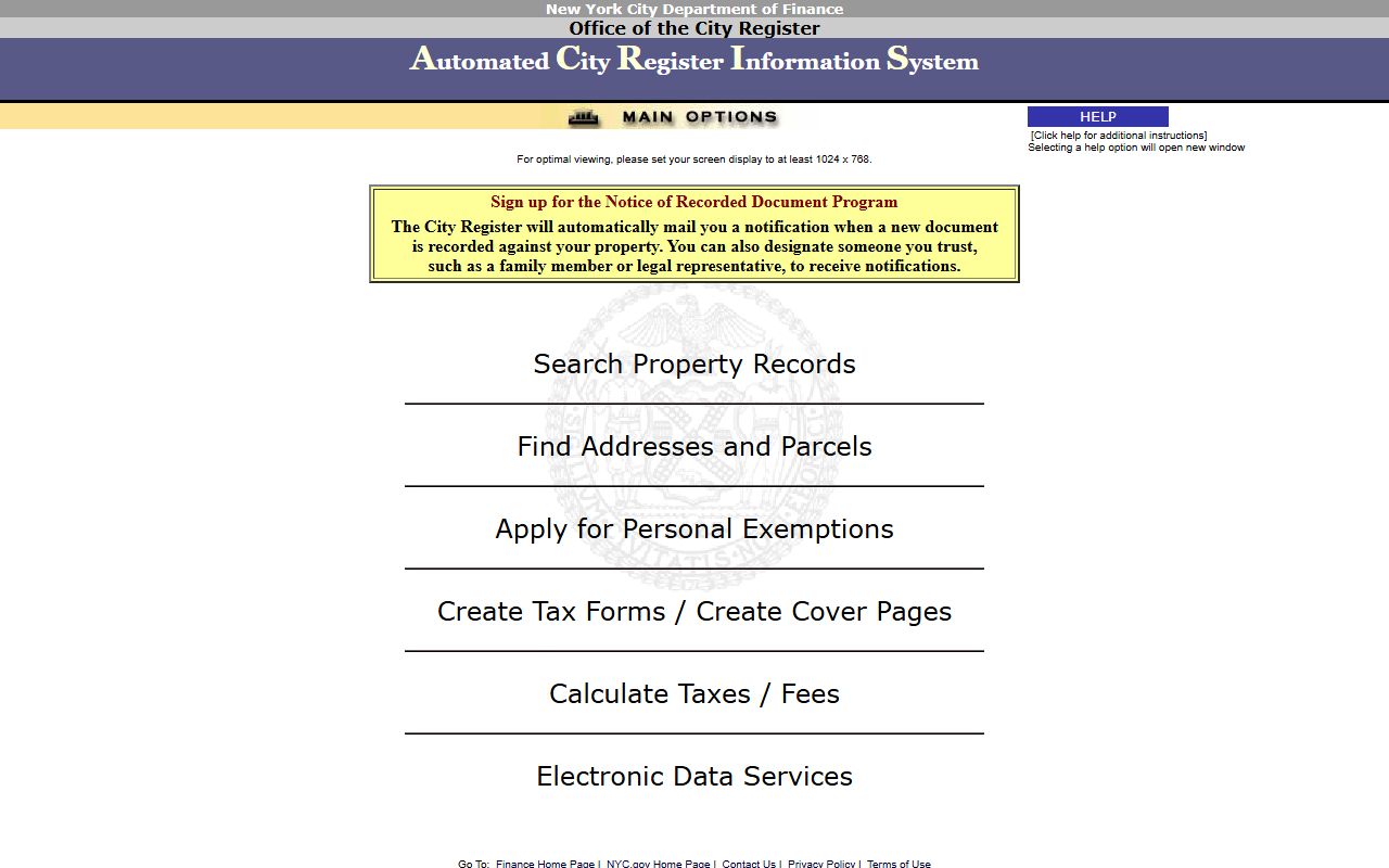 ACRIS property records system for New York people search