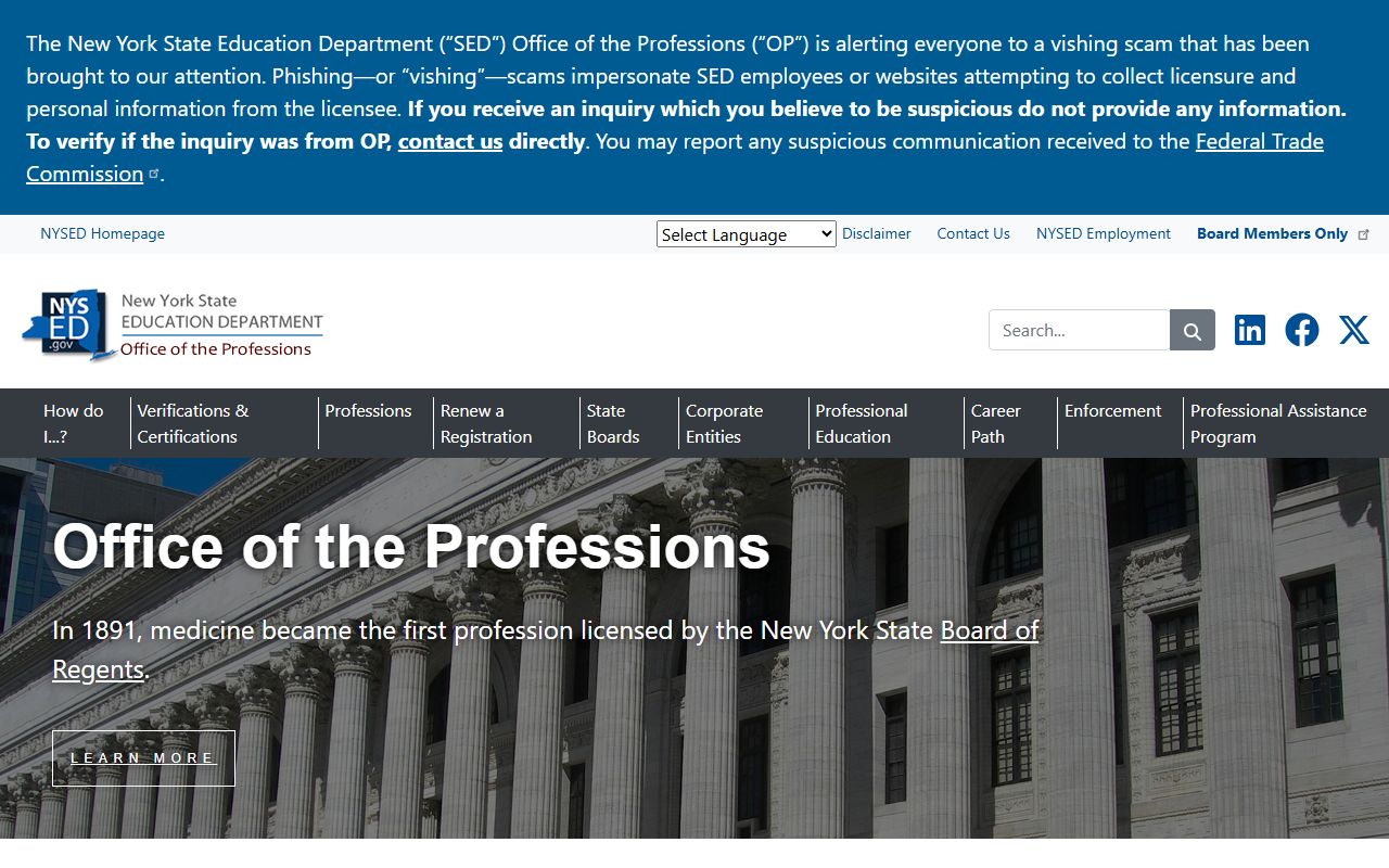 New York State Office of Professions license verification for people search