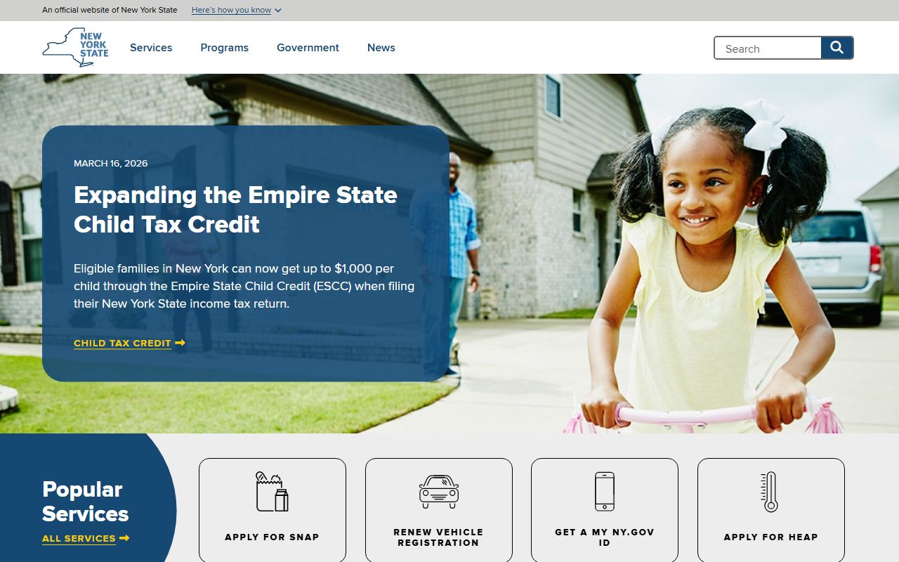 New York State government portal for people search resources